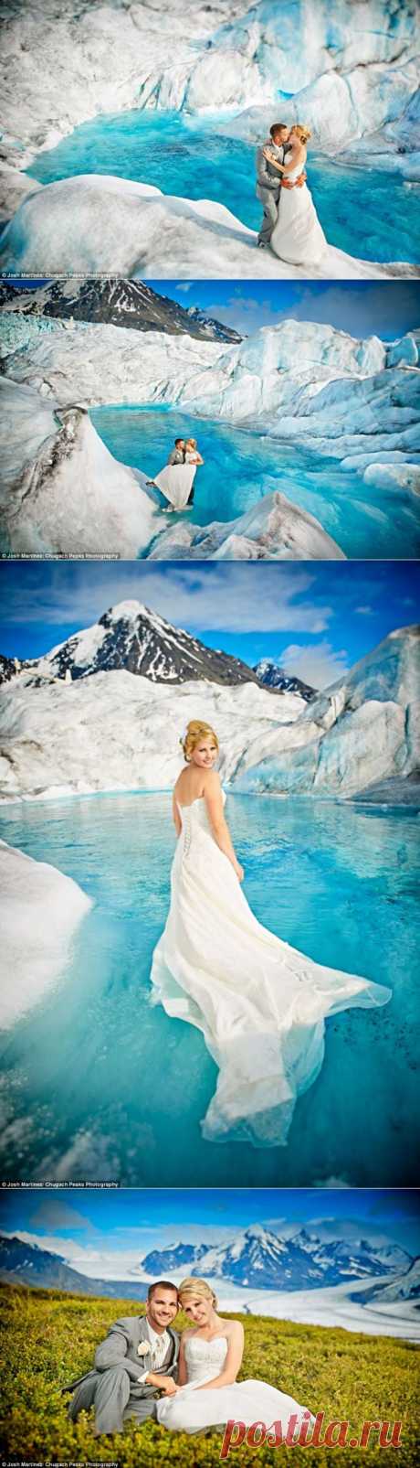 Фантастическая свадебная фотосессия, снятая на вершине ледника на Аляске | Женские страсти