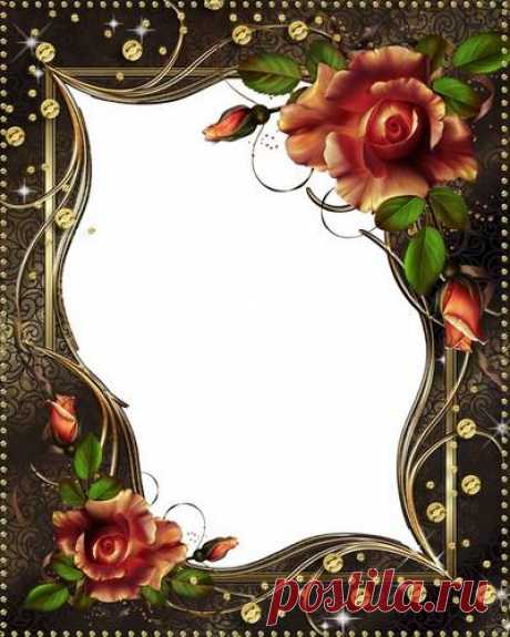 Photo frame Flower music, roses. Transparent PNG Frame, PSD Layered Photo frame template, Download.