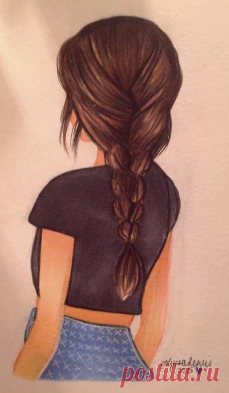 Рисунок девушки со спины в полный рост карандашом для срисовки и на аву (26 картинок) ⭐ Забавник