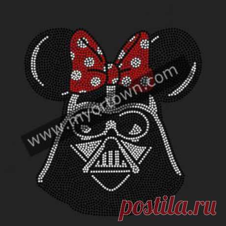 STAR WARS Darth Vader With Minnie Ears Inspired Fan Art Rhinestone Iron On Transfer Hot Fix Bling