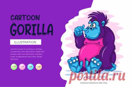 Cartoon Gorilla.
Colorful illustration of surprised cartoon gorilla. Unique design, Children's illustration. Use the product for printing on clothing, accessories, party decorations, labels and stickers, kids room decoration, invitation cards, scrapbooking, kids crafts, diaries and more.
-------------------------------------------
EPS_10, SVG, JPG, PNG file transparent with a resolution of 300 dpi, 15000 X 15000.