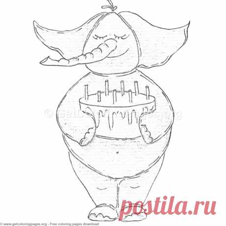 Funny Elephant and Birthday Cake Coloring Pages &amp;#8211; GetColoringPages.org