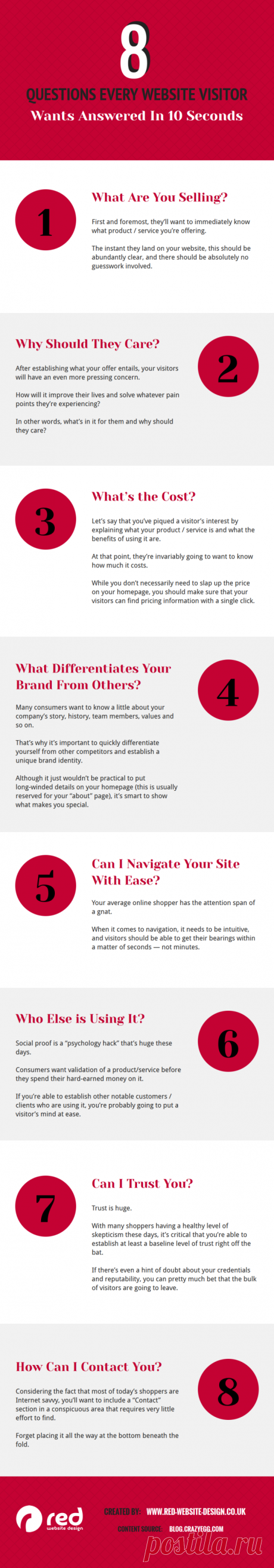 8 Questions Your Website Visitors Want Answered Within 10 Seconds [Infographic] | Red Website Design Blog