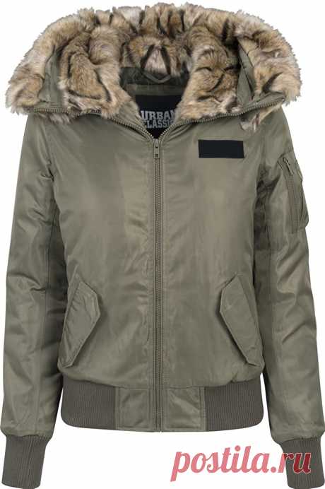 Amazon.com: Urban Classics Ladies - Imitation Fur Bomber Winter Jacket: Clothing