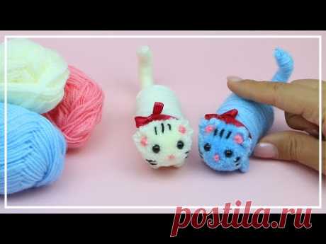 Милый Котенок Поделка из Пряжи - Как сделать котенка / Cute kitten yarn craft - How to make kitten