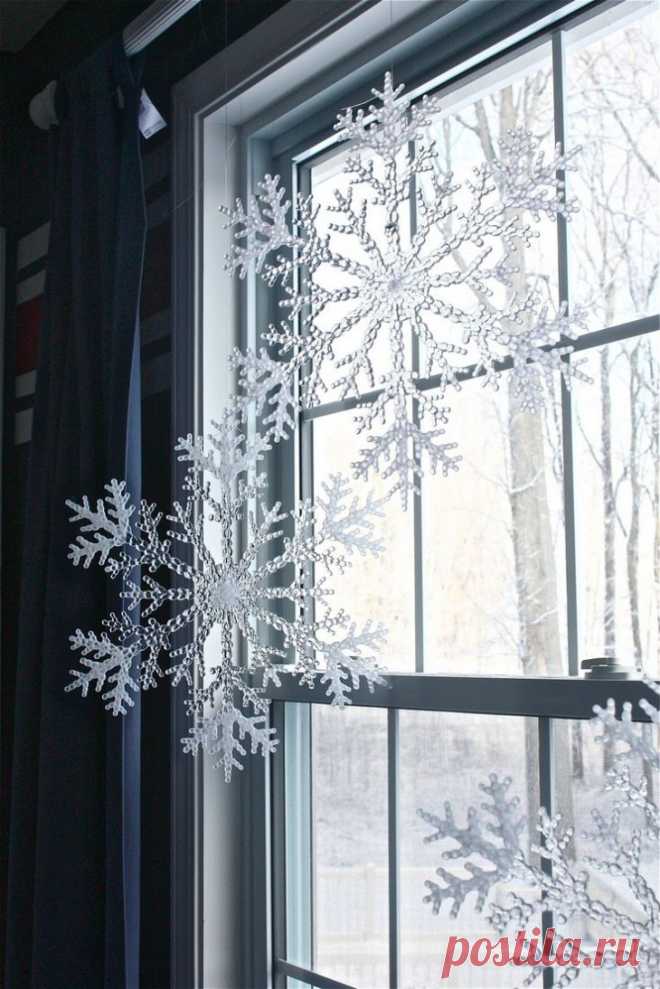 Украшения на окна к новому году — фото новинок