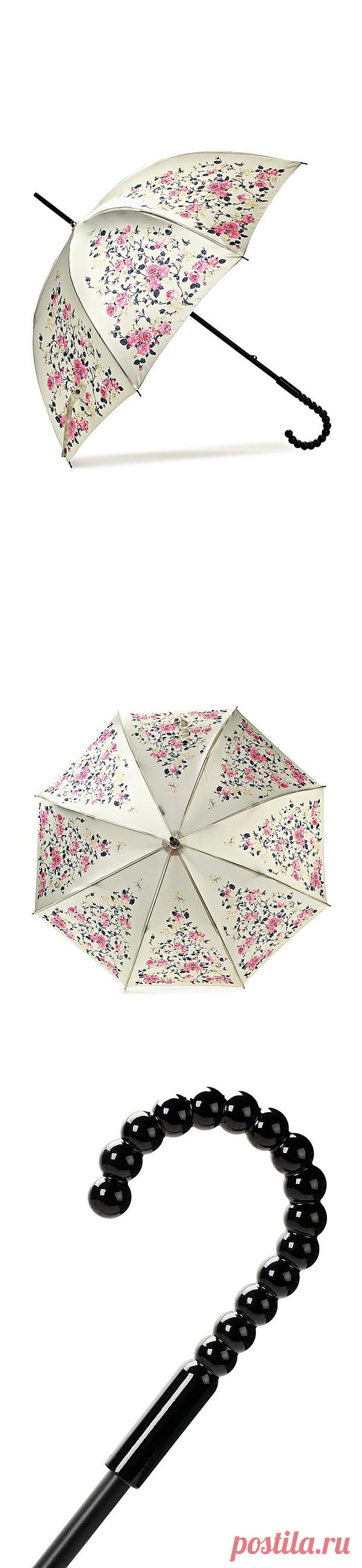 Просто супер-элегантный зонт был обнаружен на Lamoda. Нежный, красивый и недорогой! 
Как быть, если хочется ВСЁ купить?:)
Стоит 1420 рублей