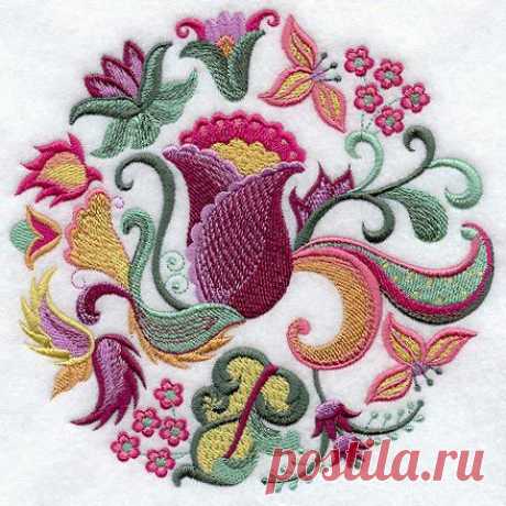 Machine Embroidery Designs at Embroidery Library! - Jacobean Floral Circle