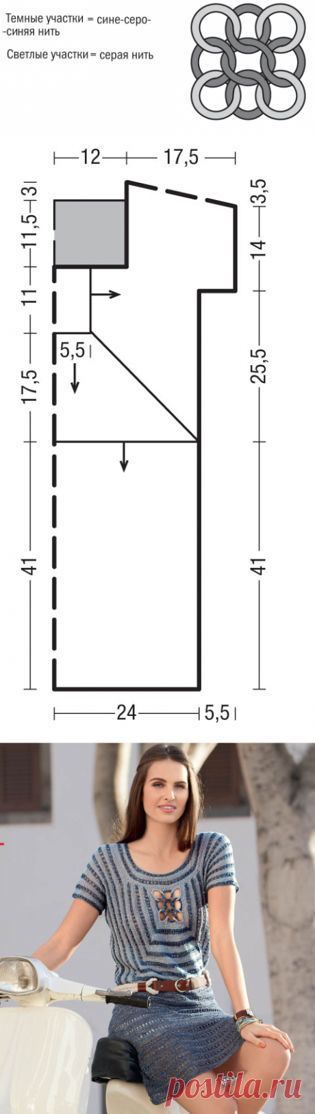 Платье с ажурным квадратом - схема вязания спицами. Вяжем Юбки на Verena.ru