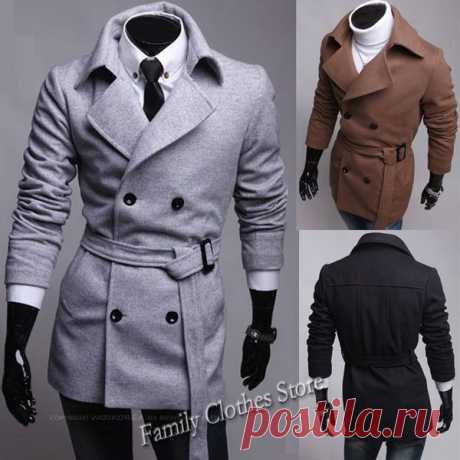 winter coat hood Picture - More Detailed Picture about Free Shipping Hot New Black/Navy/Gray/Brown Double Breasted Belt Mens Peacoat Cheap Winter Coats For Men Trench Coat C028 Picture in Wool &amp; Blends from Family Clothes Store