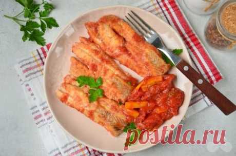 Минтай с томатами и паприкой в духовке – простой и вкусный рецепт с фото (пошагово)