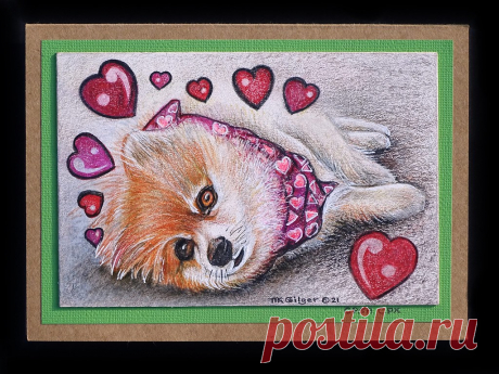 VALENTINE Niko Due to the extension of the "Colored Pencil magazine Valentine Exchange" I was able to create a few cards before the new deadline.  It turned out to be a lot of fun, and I encourage others to give it a try!  I spent the past year revisiting old photos and creating new art of my most beloved dogs.  My dogs are, and have always been like family, and those who have passed still hold a special place in my heart.   This card is not part of the exchange; but will ...