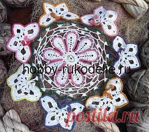 Хобби (рукоделие своими руками): вышивка, вязание » Архив блога » Схема вязания крючком салфетки «Бабочка»