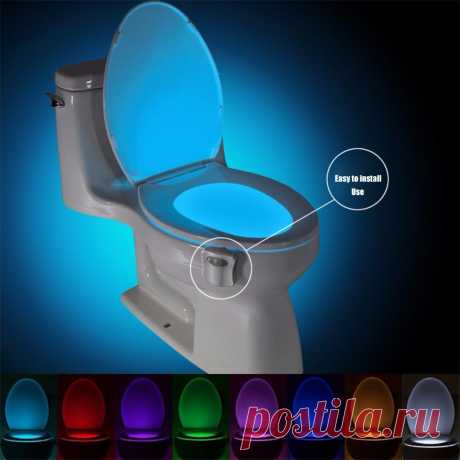 Светильник для туалета, водонепроницаемый с датчиком движения, 8 цветов|night lamp|toilet lampsensor light | АлиЭкспресс