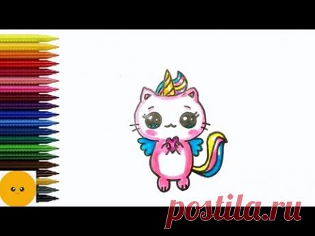 How to draw a unicorn cat || Как нарисовать кота единорога