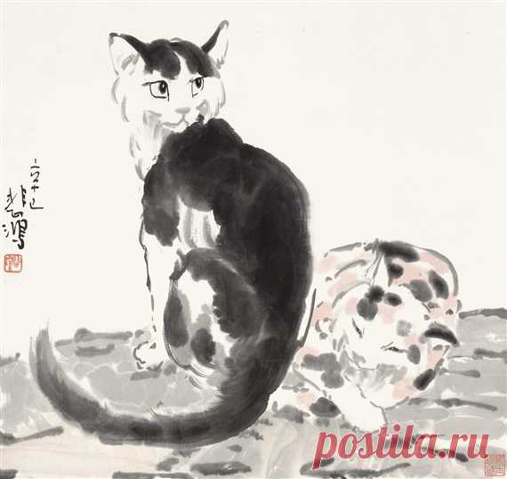 Two Cats - Xu Beihong - WikiArt.org ‘Two Cats’ was created by Xu Beihong in Expressionism style. Find more prominent pieces of animal painting at Wikiart.org – best visual art database.