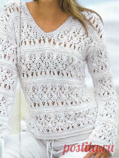 Ажурный свитер спицами «Морской прибой» - Колибри Интересная модель летнего свитера спицами, который станет незаменимой вещью на курорте. Смотрится эт