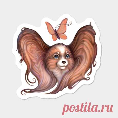 Papillon, Dog And Butterfly Sticker By Yulla Design By Humans