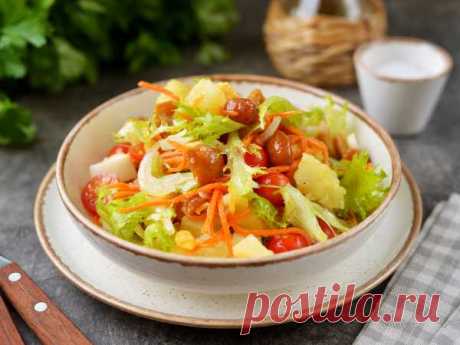 Салат с маринованными опятами и корейской морковью — рецепт с фото пошагово