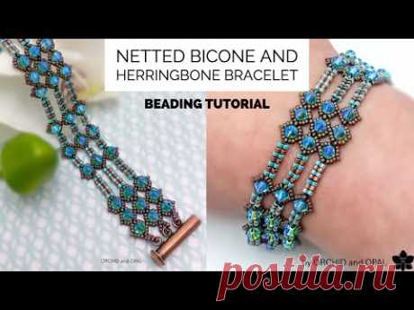 Netted Bicone and Herringbone Bracelet Tutorial