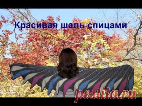Шаль спицами *Птица дивная*.