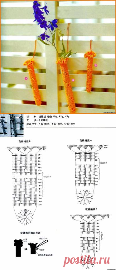 Вазочка-колбочка. Схема вязания крючком. - Схемы вязания разное - Схемы для вязания - Уроки вязания крючком - Вязание крючком, схемы для вязания крючком