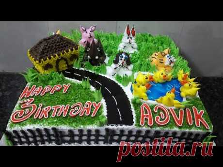 BIRTHDAY Animlas cake pineapple flower fancy cake making by New Cake Wala