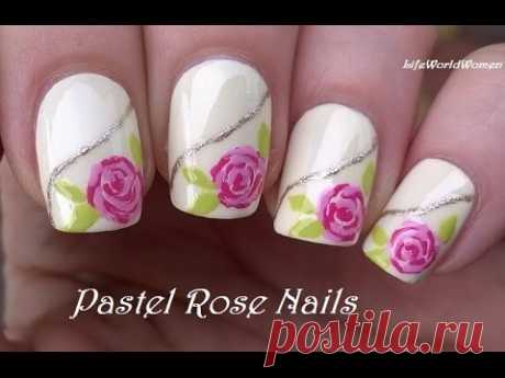 TOOTHPICK NAIL ART #7 - Pastel ROSE Nails Tutorial
