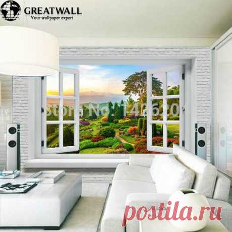 wallpaper pooh Picture - More Detailed Picture about Great wall Modern high end 3D brick windows landscape pastoral large wallpaper murals,natural wallpaper home decor Picture in Wallpapers from Great wall paper | Aliexpress.com | Alibaba Group