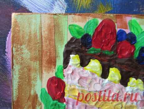 Cake Painting Dessert Art Kitchen Decor Food Impasto Acrylic | Etsy