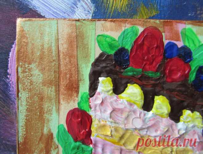 Cake Painting Dessert Art Kitchen Decor Food Impasto Acrylic | Etsy