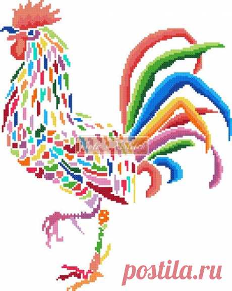 Rooster cross stitch kit Rooster counted cross stitch kit.Counted cross stitch kit with whole stitches only. Kit contains: Cross stitch pattern Fabric - see options available Threads pre-wound on plastic card bobbins Needle Instructions