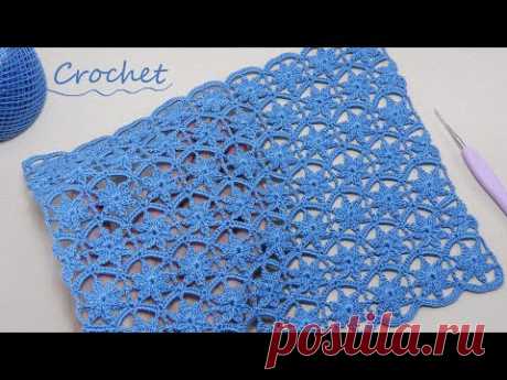Цветочный УЗОР КРЮЧКОМ простое ВЯЗАНИЕ для начинающих🌺 EASY Floral Crochet Pattern for Beginners