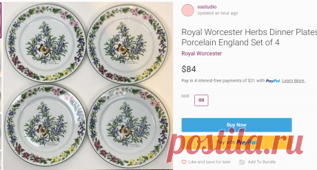 Royal Worcester | Dining | Royal Worcester Herbs Dinner Plates Rosemary Porcelain England Set Of 4 | Poshmark