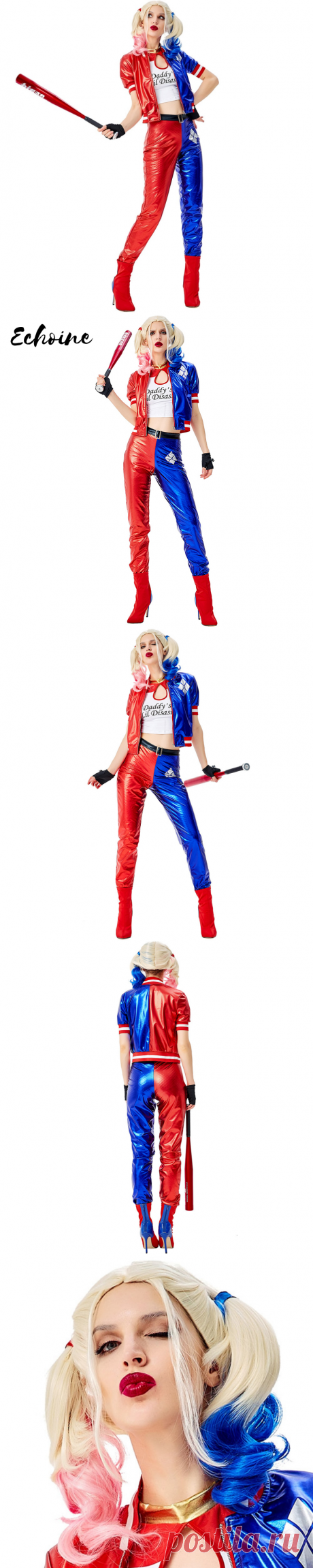 Echoine Deluxe Harley Quinn Costume Cosplay Adult Halloween Costume For Women Superhero Costume For Adult Carnival Party Suit