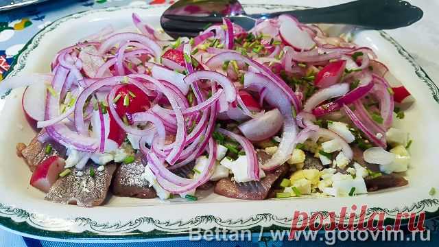 Салат из сельди с маринованным луком по-шведски. Рецепт с фото Сельдь под яично-луковым покровом - еще одно из обязательных блюд шведского стола в день летнего солнцестояния. Сельди в Швеции - куча сортов и маринадов (стоит только заглянуть на сайты Abba , Klдdesholmen). Можно просто открыть баночку и поставить на стол. Но можно и приготовить собственное блюдо, например, по этому рецепту салат из сельди с маринованным луком, вареным яйцом и редиской.


