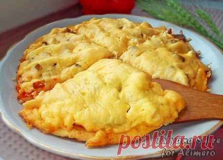 Сырная пицца с грибами на сковороде / Рецепты с фото