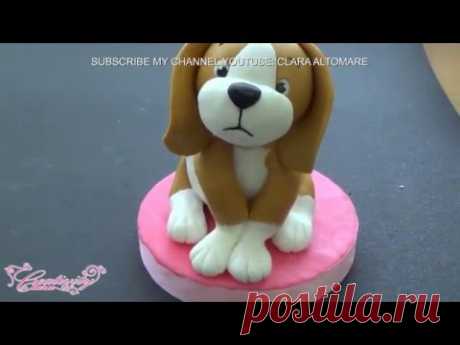 HOW TO  BEAGLE DOG CAKE TOPPER FONDANT - TUTORIAL CANE BEAGLE TORTA DECORATA IN PASTA DI ZUCCHERO