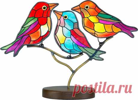 Amazon.com: KYWYOYOU Aves de vitral en rama, pájaros de vidrieras en rama, adornos de escritorio, pájaros de vidrieras para decoración de oficina en el hogar para los amantes de las aves (material de vidriera) : Hogar y Cocina
