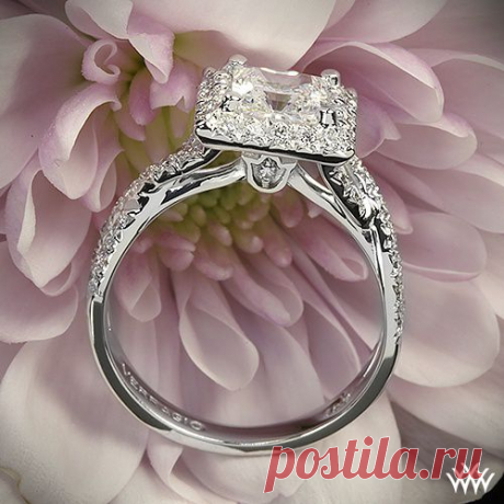 Platinum Verragio Square Halo Diamond Engagement Ring