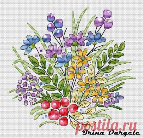 Bouquet Cross Stitch Pattern Pdf Instant Download Flower Cross Stitch Summer Cross Stitch Nature Cro… D81