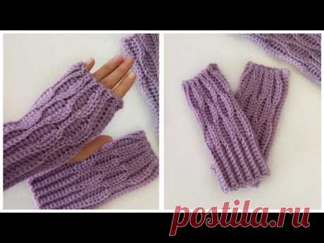 Митенки крючком, узор Соты \ crochet mittens