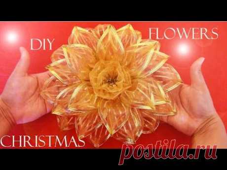 En este vídeo les enseño hacer paso a paso una hermosa flor de navidad poinsettia cristal en cintas de organza alambradas; colgante para árbol navideño; espe...