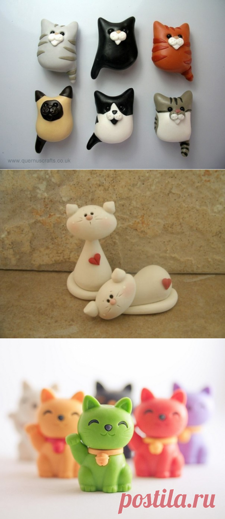 Забавные котики из полимерной глины | Магазин декора