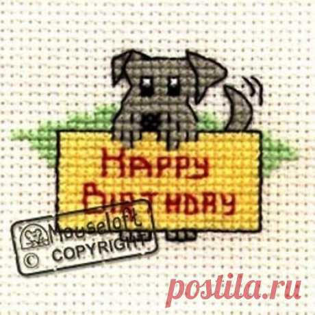 Mouseloft Mini Cross Stitch Card Kit - Special Occassions - Happy Birthday Dog | eBay