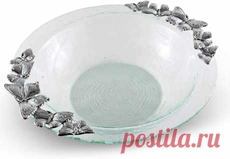 Amazon.com | Arthur Court Designs Butterfly Pattern Glass and Aluminum Salad Bowl 16 Inch Diameter: Salad Serving Bowls: Cake, Pie & Pastry Servers