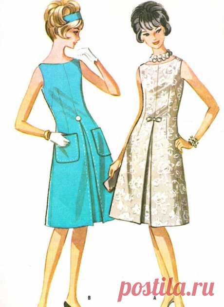 1960s Dress Pattern McCalls 6725 Mod Sleeveless Day or Evening Dress Front Pleat Womens Vintage Sewing Pattern Bust 31