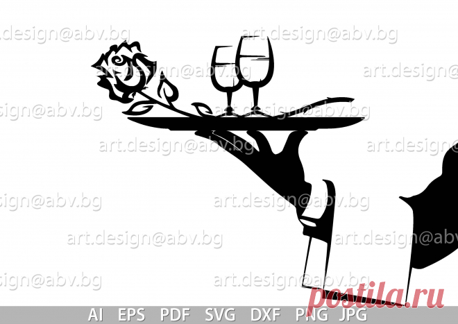 Vector WAITER hand with a tray AI png eps pdf svg dxf
