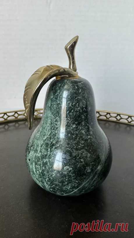 Vintage Green Marble Pear Brass Leaf | eBay