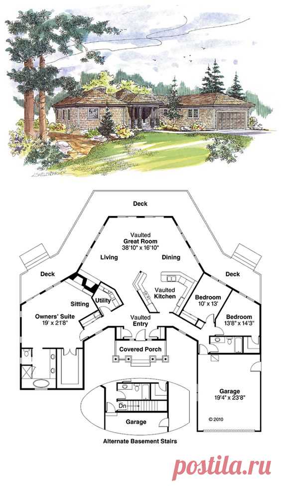 Shingle House Plan chp-20051 at COOLhouseplans.com | Total living area: 2292 sq ft, 3 bedrooms & 2 bathrooms. | My Future Home